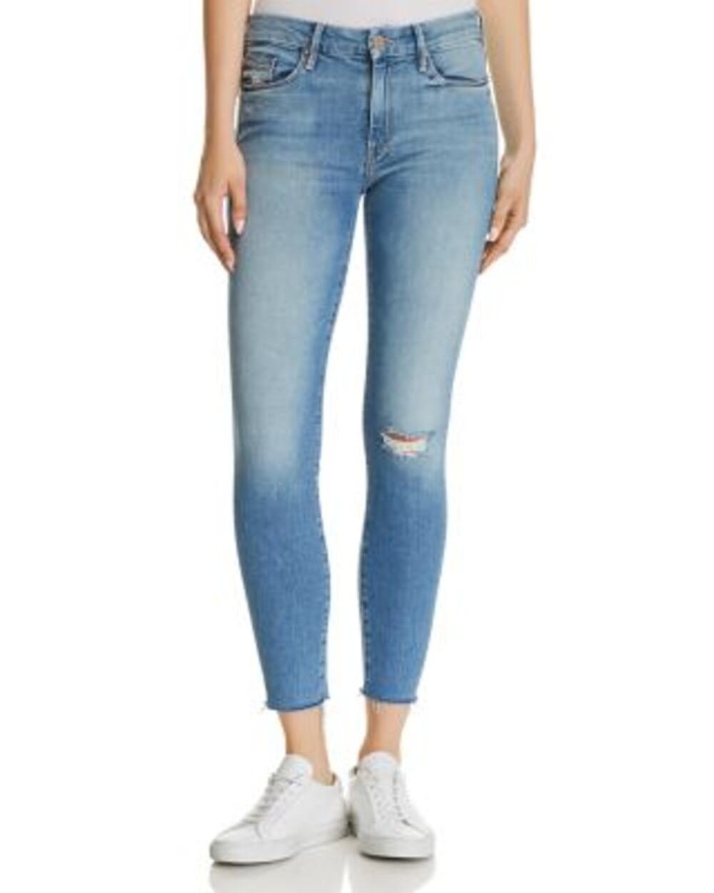 Mother Jeans Women's Size 27 High Waisted Rise The Looker Ankle Fray Ankle Blue
